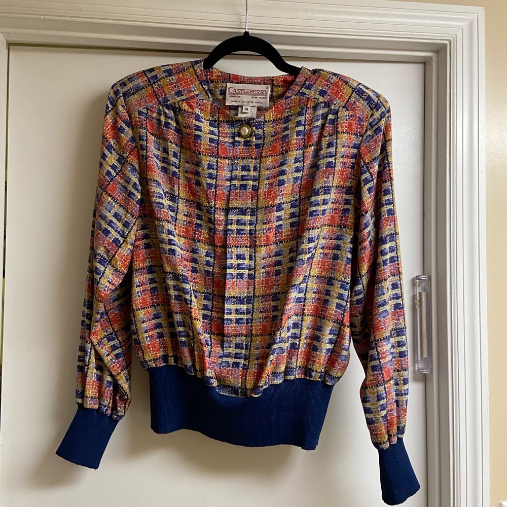 Vintage Castleberry Shoulder Pad Blouse